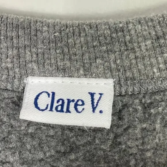 NWOT CLARE V CV+EMC Sweatshirt S Oversized Graphic RED-LIPS”Maman Je T’aime”Grey - Picture 6 of 12